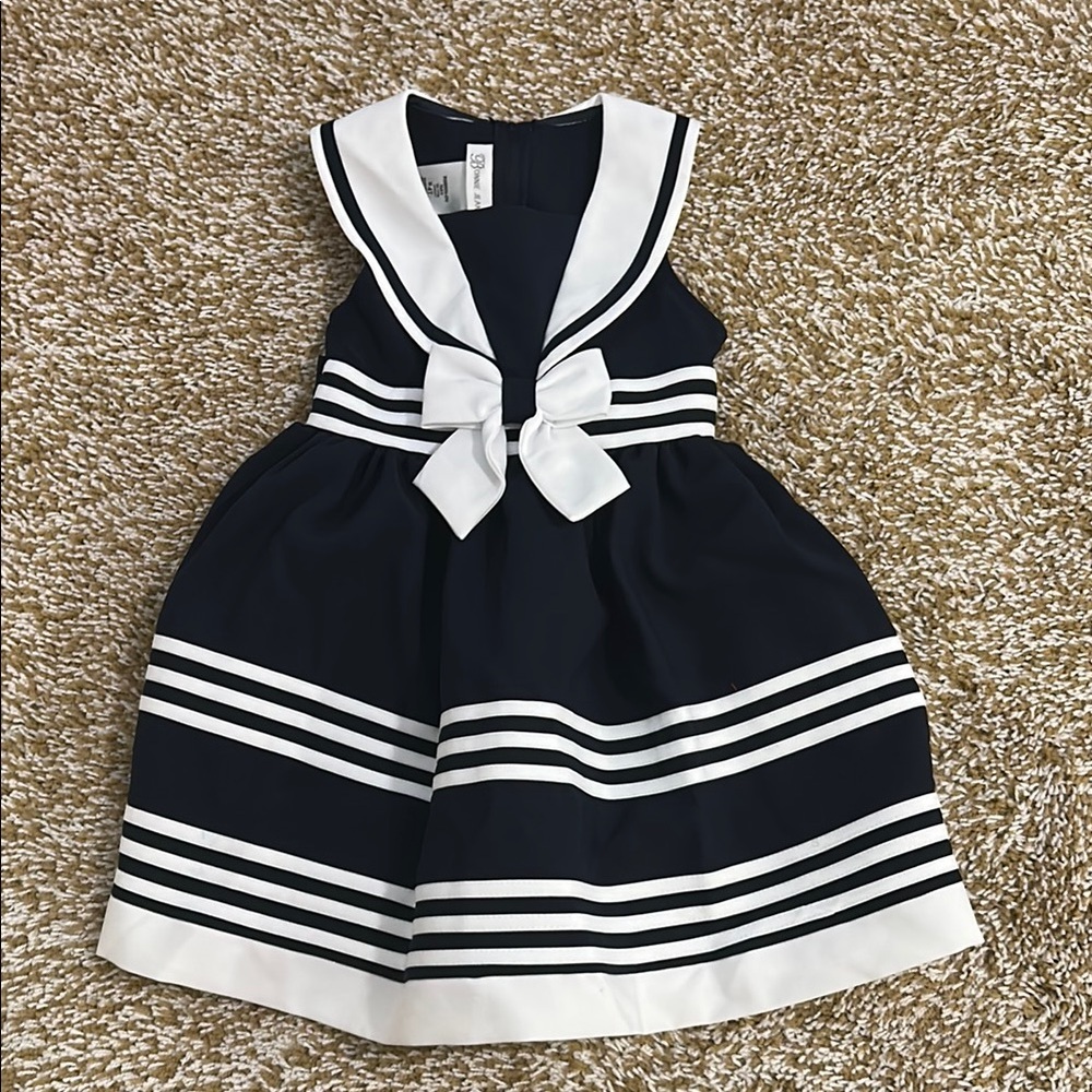 Bonnie Jean Navy and White Striped Dress